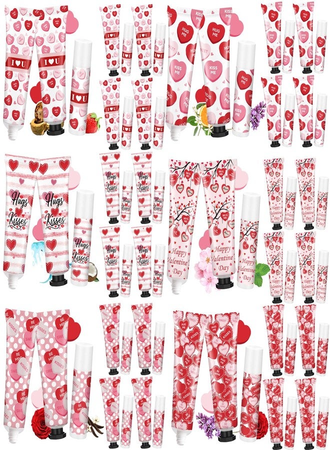 Demissle 18 Sets Valentine's Day Gift Bulk Travel Size Hand Cream and Lip Balm Set Love Candy Lotion Valentine's Galentine's Party Favors for Women Teacher Guest Coworker Bridal Shower - Image 1